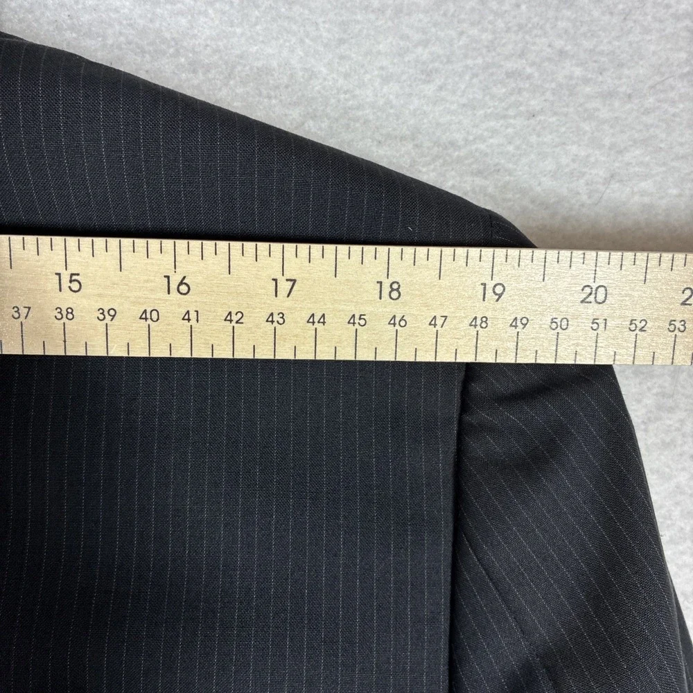Z Zegna Mens Black Pinstripe Suit Jacket Blazer Two Button Notch Lapel 52R